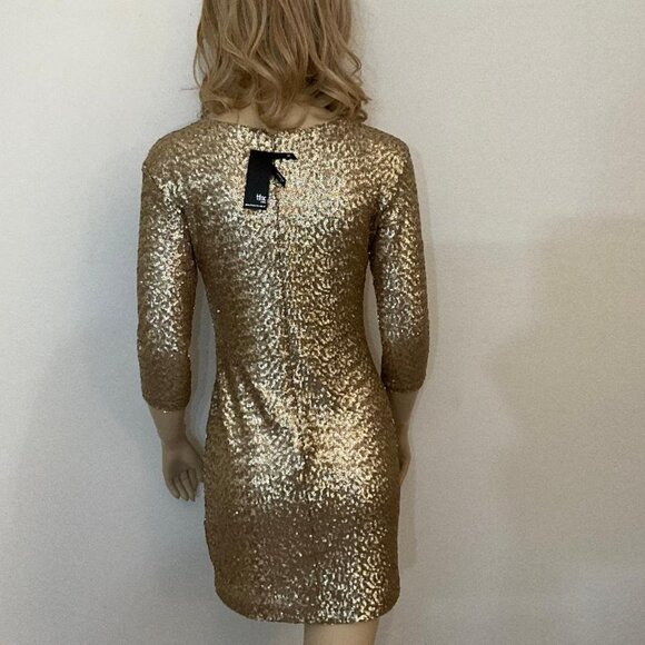 TFNC London gold sequin mini dress NWT Size M - Picture 4 of 7